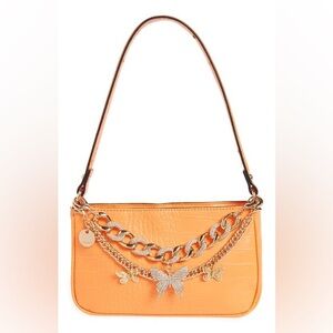 Hot Girl Summer: Orange Shoulder Bag with Gold Embellishments